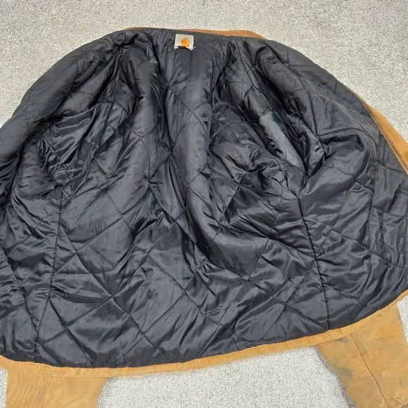 Vintage Carhartt Corduroy Collar Duck canvas Quilt Lined coat distressed men 2XL - Picture 2 of 8